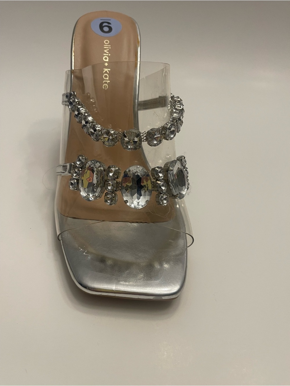 Silver Clear Jewel Slide Sandal